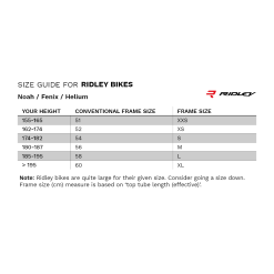 Ridley Noah Aero+ Disc - 58/L - Road Bike -Racercykler Salg Ridley Noah Fenix Helium size chart 8f1dd630 0243 45ac 9f25 33571af3b26d